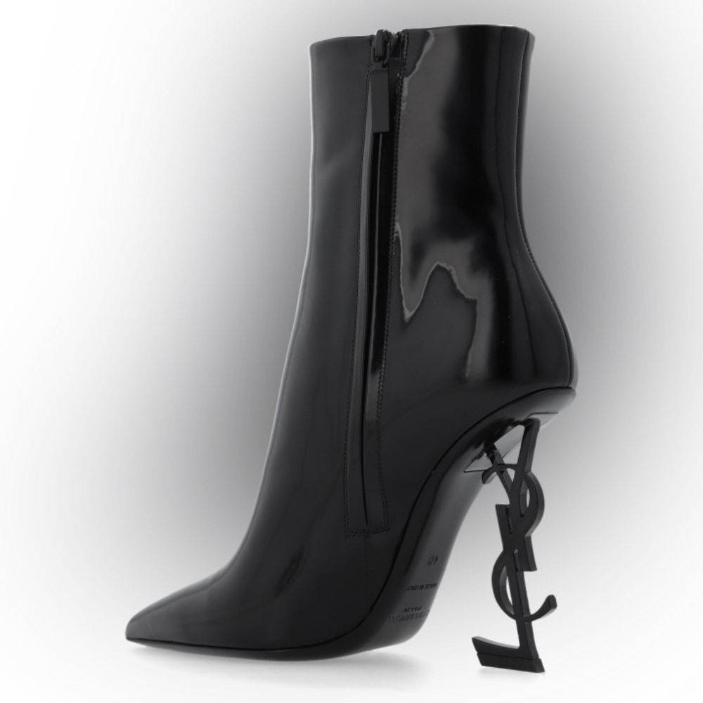 Black YSL Opyum heeled Ankle Boots in patent leather brand new - Picture 3 of 16